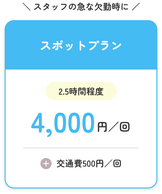 スポットプランは2.5時間程度で4,000円